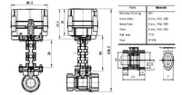 Electric motorized ball water control valve YS20SHT High Temperature, 3 wires actuator 95-250 VAC #yamavalve - Yamatho Supply